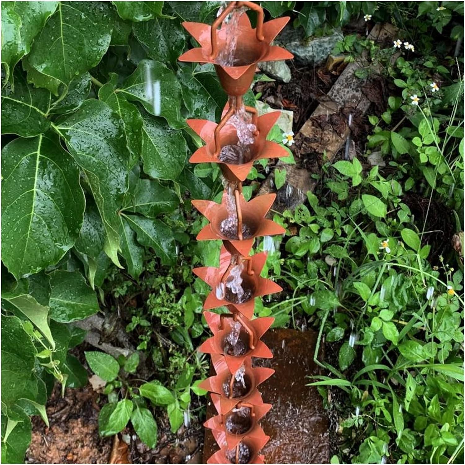 CucCe レインチェーン、縦樋排水チェーン軒レインキャッチャーチェーン、テンプルドリップチェーン軒雨どい、ヴィラ樋用