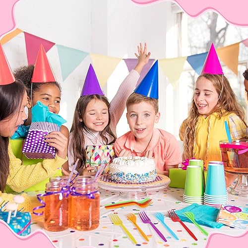 Vista 6 de Tioncy 360 tenedores de plástico desechables arcoíris a granel coloridos cubiertos desechables de plástico neón para fiesta de Acción de Gracias