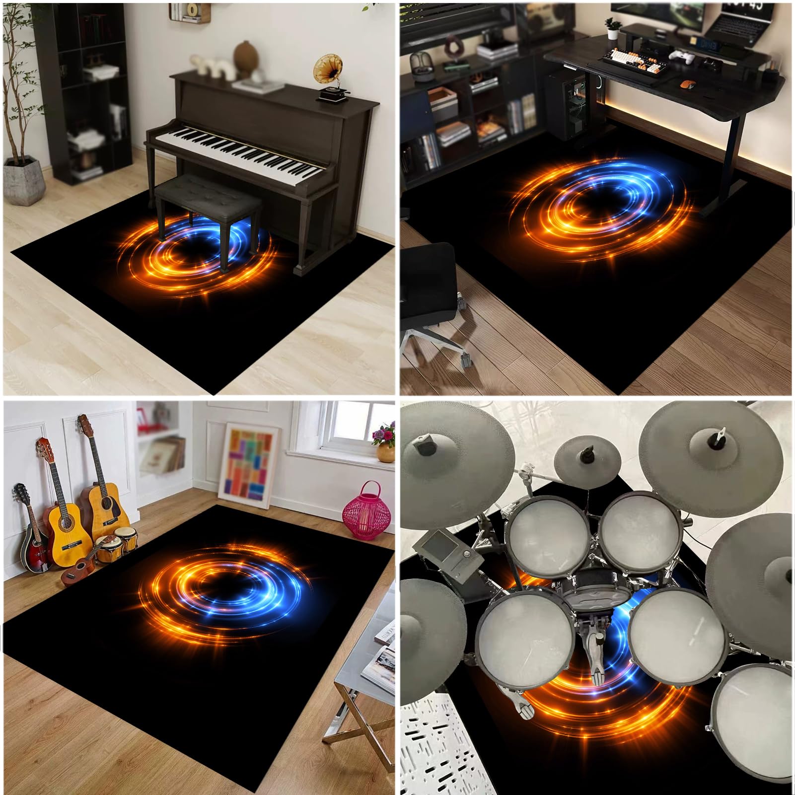 Dywaniki z baterią akustyczną Dywan bębnowy do zestawów perkusyjnych elektronicznych bębnów i innych instrumentów muzycznych antypoślizgowe maty bębnowe mata bębnowa mata na baterie 200 x 160