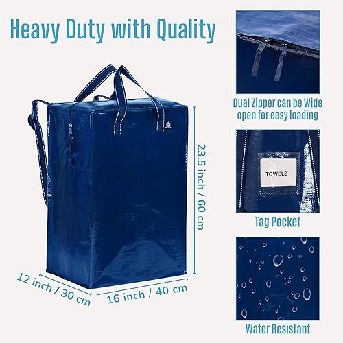 Miniatura 4 de VENO Paquete de 4 bolsas de mudanza con correas ajustables para mochila, cajas de mudanza y contenedores de almacenamiento alternativos, suministros