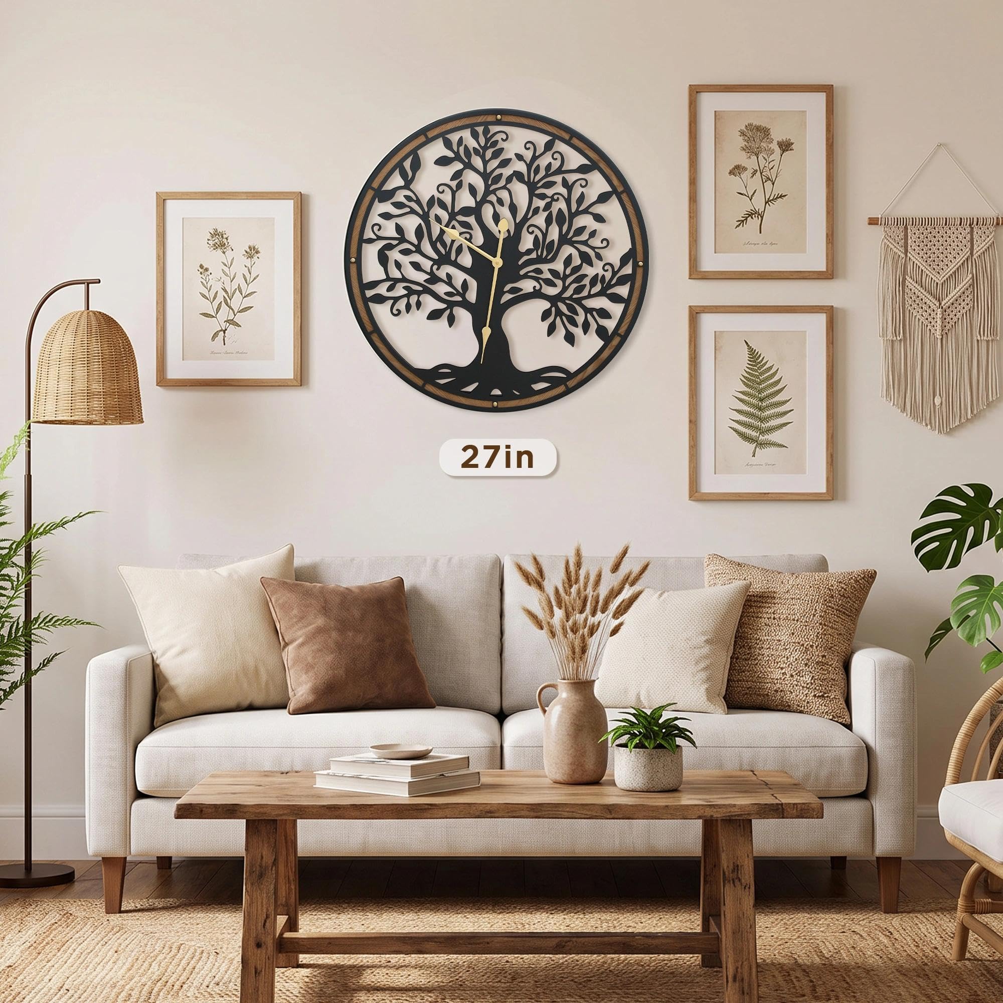 Micasso Grande orologio da parete decorativo: albero della vita da 68 cm