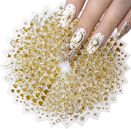 Miniatura 11 de NOODCO 5 hojas de calcomanías de uñas 5D con diseño de bronceado, calcomanías en relieve de cola de pescado y concha, autoadhesivas, con diseño de