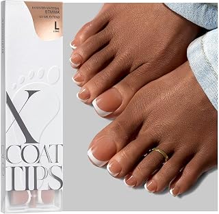 BTArtboxnails XCOATTIPS Toe Nail Tips - Upgrade Bigger Size French Tip Press On Toenails, Brown Soft Gel Toe Press On Nails, 150pcs Soak Off Fake Toe Nails Extensions