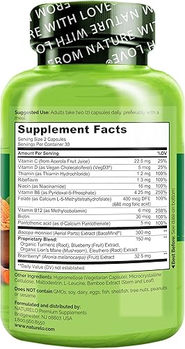 Miniatura 6 de NATURELO Suplemento integral para el cerebro – Suplementos de salud cerebral para apoyo de la memoria y la concentración – Suplemento de mezcla