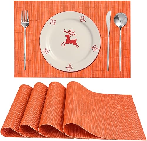 Zupro Manteles individuales para mesa de comedor, lavables, resistentes al calor, trenzados, antideslizantes, manteles individuales de vinilo de PVC