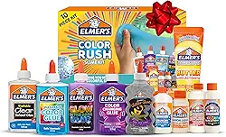 Elmer's Kit de geleca Color Rush, inclui cola líquida, ativador, muda de cor, brilha no escuro, geleca de manteiga e muito mais, conjunto de 10 peças - perfeito para festas, presentes, atividades