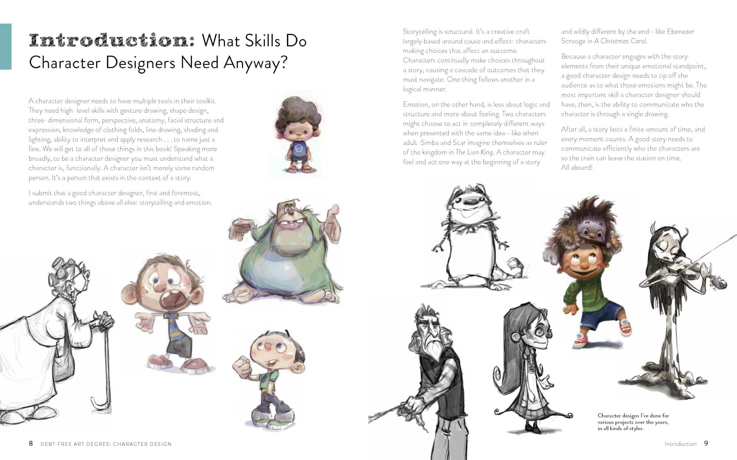 Debt-Free Art Degree: Character Design: The Affordable Way to Learn Professional Skills - Includes QR Codes to Online Tutorials
