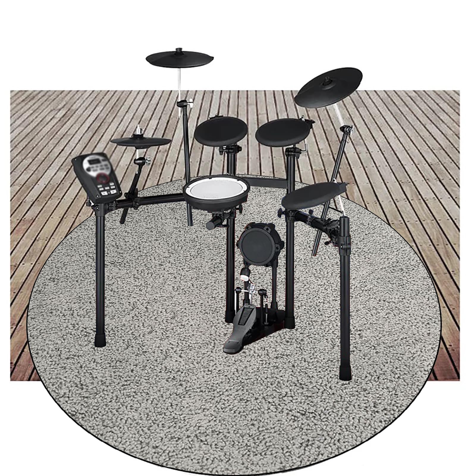 Schlagzeugteppich Rutschfest Schalldicht Drum Teppich Matte Innen und Außen, Rund Elektronisches Jazz Schlagzeug Kit für Bass Snare Drum, Schallschutz Akustik Teppich Schallschutzteppich 130 cm