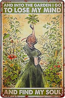 Vintage Metal Tin Sign 8x12 Inch Into The Garden Lose My Mind Find My Soul for Gardening Retro nostalgic Wall Art Decor Poster for Unique Gift Home Cafes Restaurants Office Workspace Decor