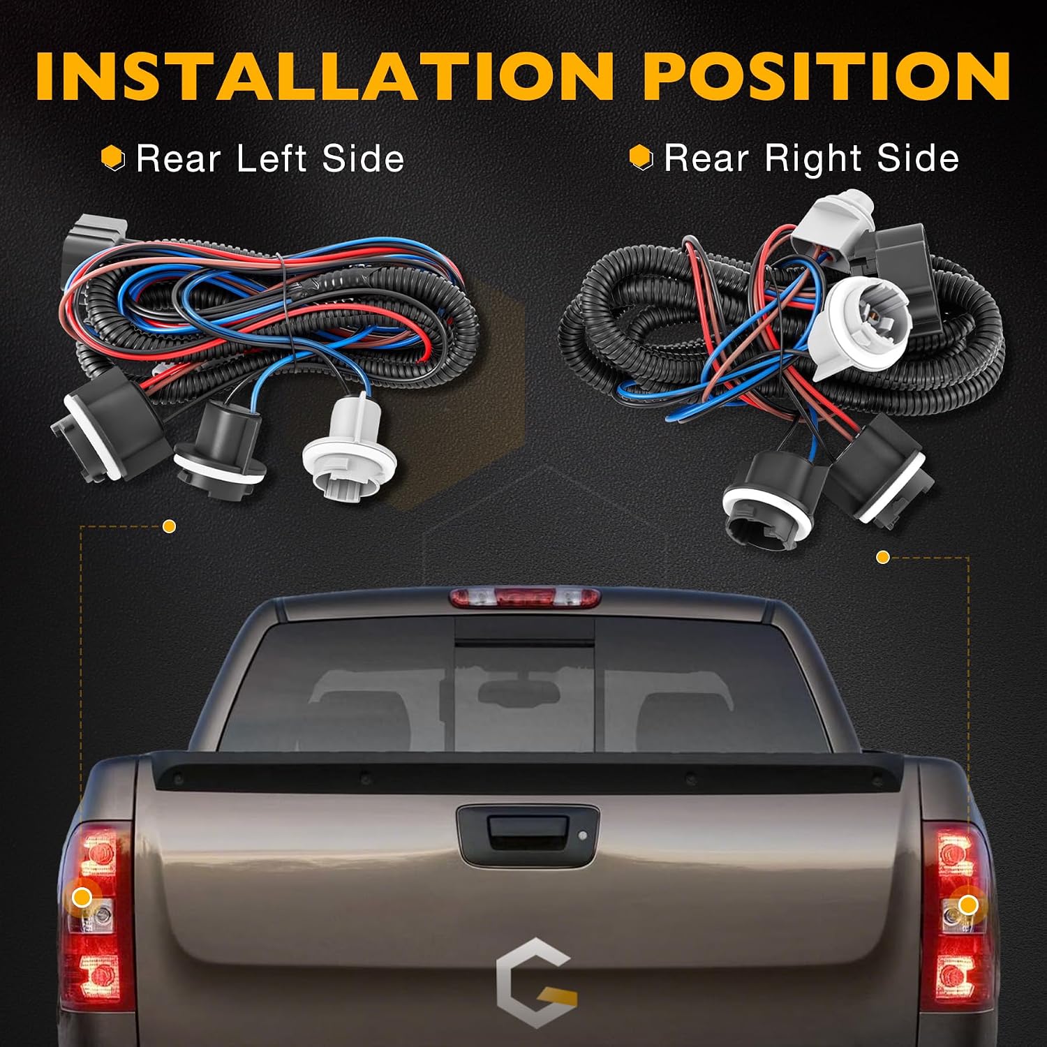 Gledewen Tail Light Wiring Harness Compatible with 2003-2007 Chevy Silverado 1500 2500HD 3500, 2003-2006 Silverado 1500HD Rear Driver and Passenger Side Tail Lamp Harness Replace 16531401 16531402
