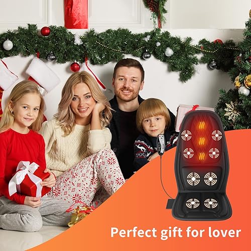 Miniatura 8 de Masajeador de espalda con calor, masajeador de asiento con 8 potentes motores de vibración, almohadilla portátil para silla de masaje para uso en la