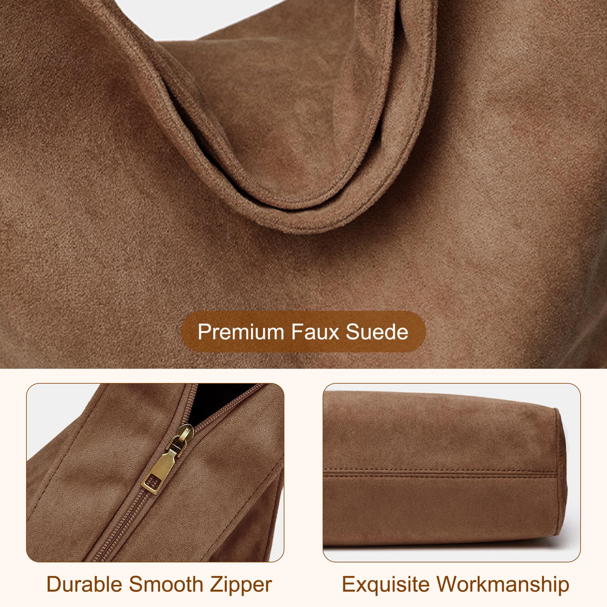 Sac a Main Femme Grand Sac Cabas Femme, Tote Bag Femme, Sacs à Main Portés épaule Femme, Sac de Cours, Sac en Daim Suédé pour le Quotidien, Travail et Courses