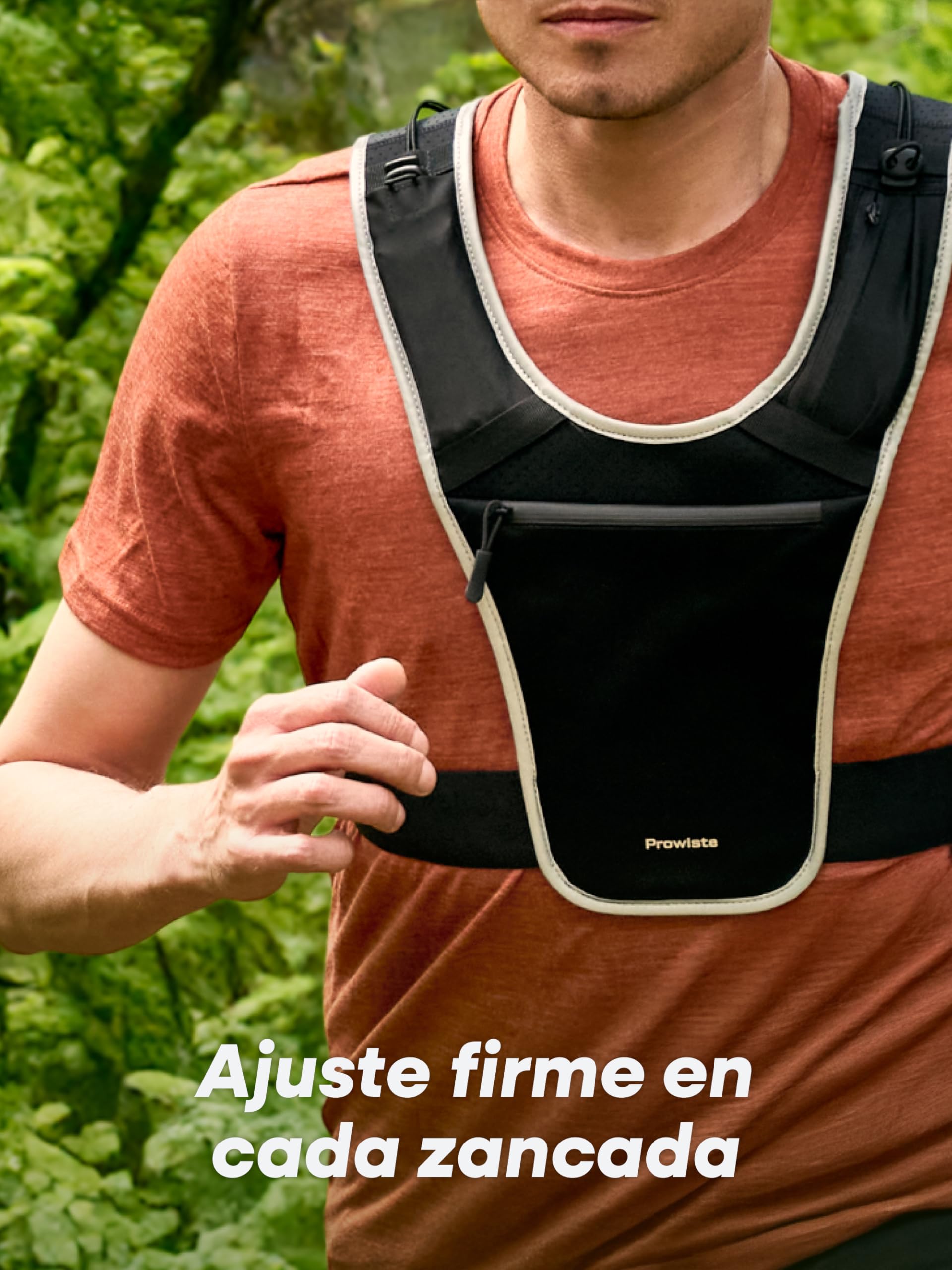 Chaleco para Correr Hombre Mujer con Porta Móvil y Botella Impermeable Ajustable Reflectores