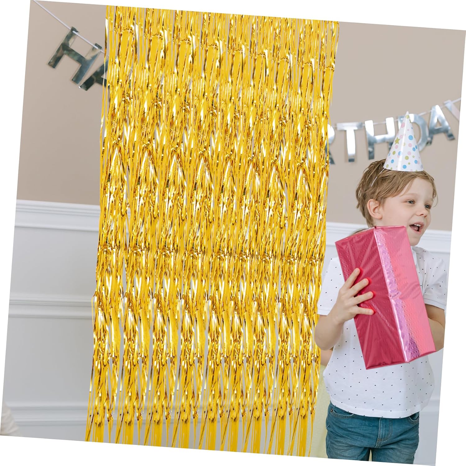 Thickened 2m Shiny Streamer Door Curtain Tinsel Foil Fringe Party Backdrop Elegant Fringe Curtains Decorations