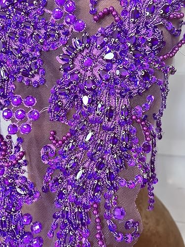 Miniatura 37 de Vestido de novia con cuentas a mano, parches para coser en apliques de encaje con diamantes de imitación, accesorios de cristales de bricolaje