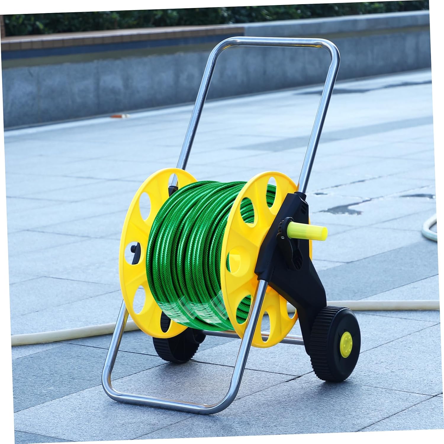 ibasenice Hose Cart Wheels Lightweight Garden Hose Reel Holder for Easy Outdoor Storage and Mobility and for Garden and Car Washing