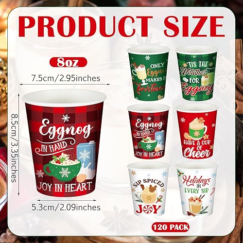 Miniatura 8 de Layhit Vasos de papel de cacao caliente de Navidad, 8 onzas, desechables para bebidas fríascalientes, tazas de chocolate caliente, tazas de café