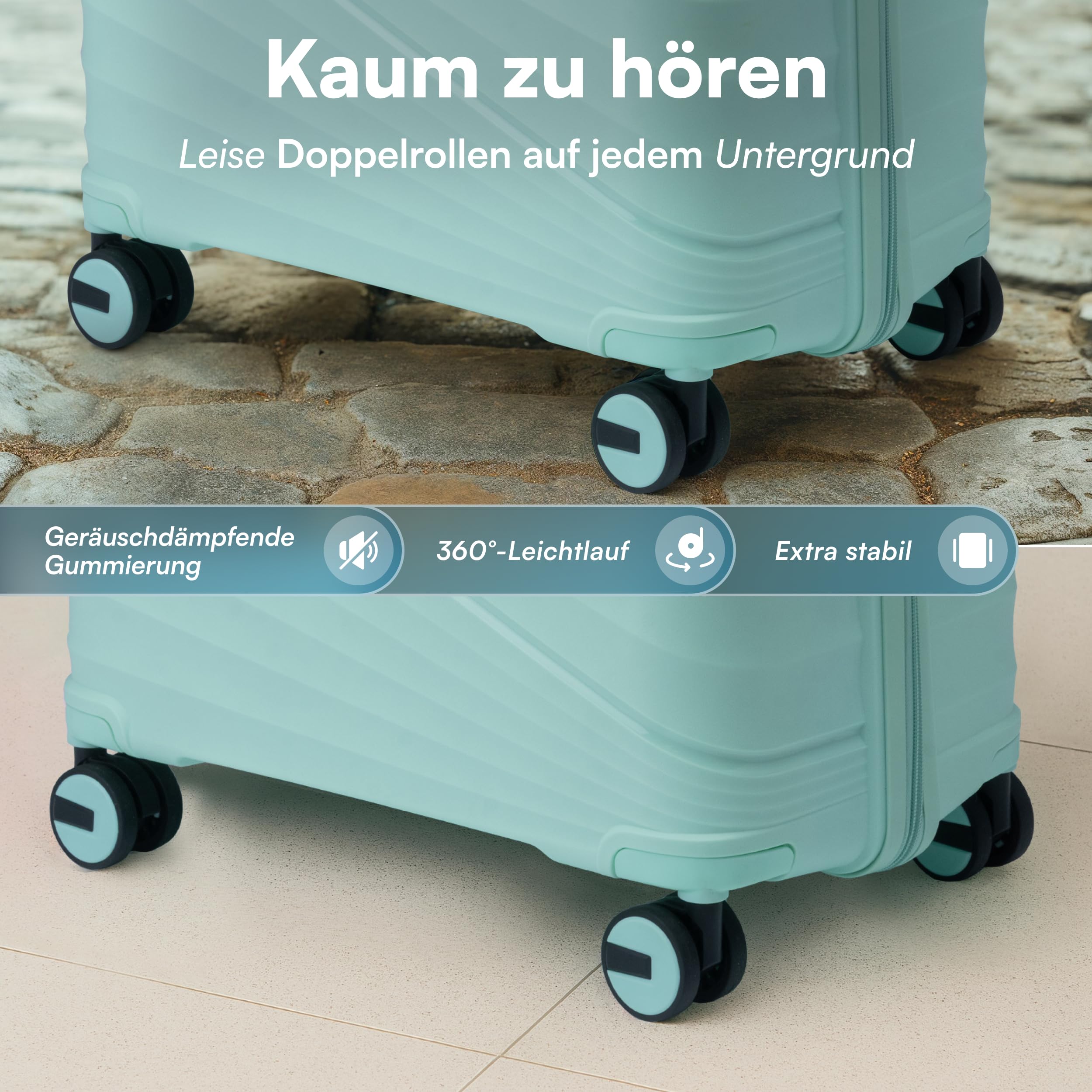Xonic® Hartschalenkoffer Serie aus Polypropylen mit 360° Doppelrollen & TSA-Schloss – Reisekoffer in verschiedenen Größen & Farben (Mintgrün, XL (100L))