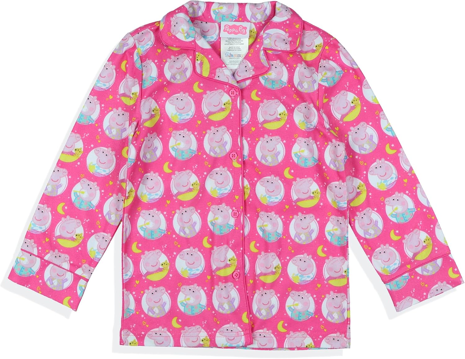 INTIMO Peppa Pig Pajamas Toddler Girls' Time For Bed Long Sleeve Coat And Pants Pajama Set - Image 4