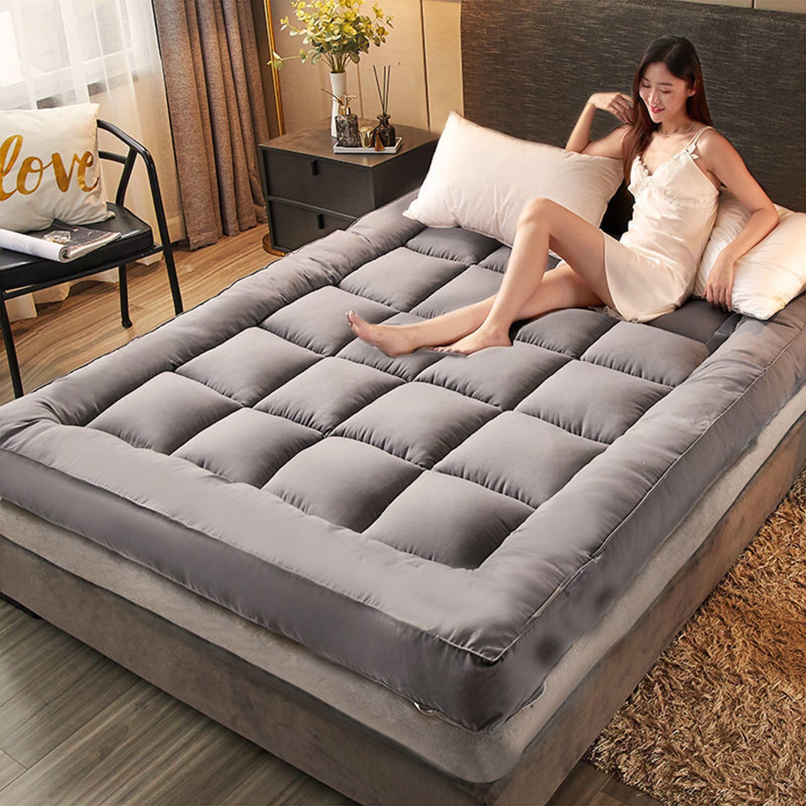 SDGHH-8MMDM Floor Mattress Futon Mattress Thicken Mat Sleeping Pad Foldable Roll Up Mattress Dormitory Mattress Pad Floor Lounger Pillow Bed,A,200 * 220cm