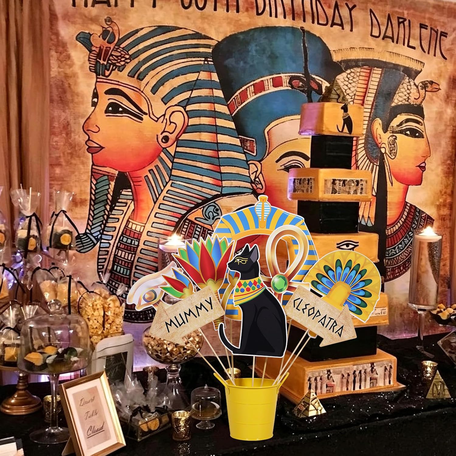 Htabiol Ancient Egyptian Photo Booth Props, 28Pcs Egypt Party Decorations