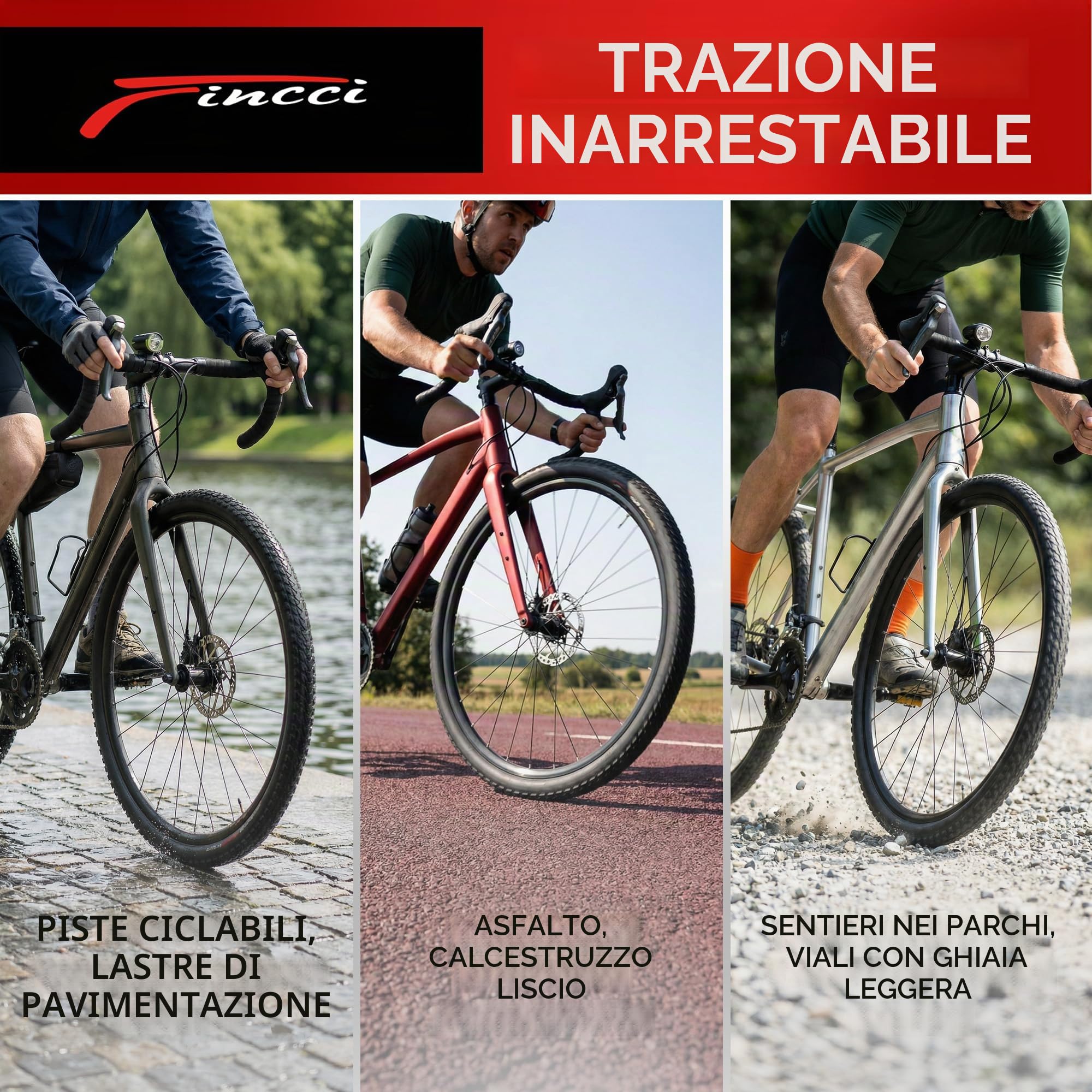 Fincci Copertoni 700x45 47-622 Pieghevole 60TPI con Protezione Antipuntura | Copertoni 47-622 con Carcassa 60TPI e Protezione in Aramide da 1 mm per Copertoni Bici 28 - Set da 2