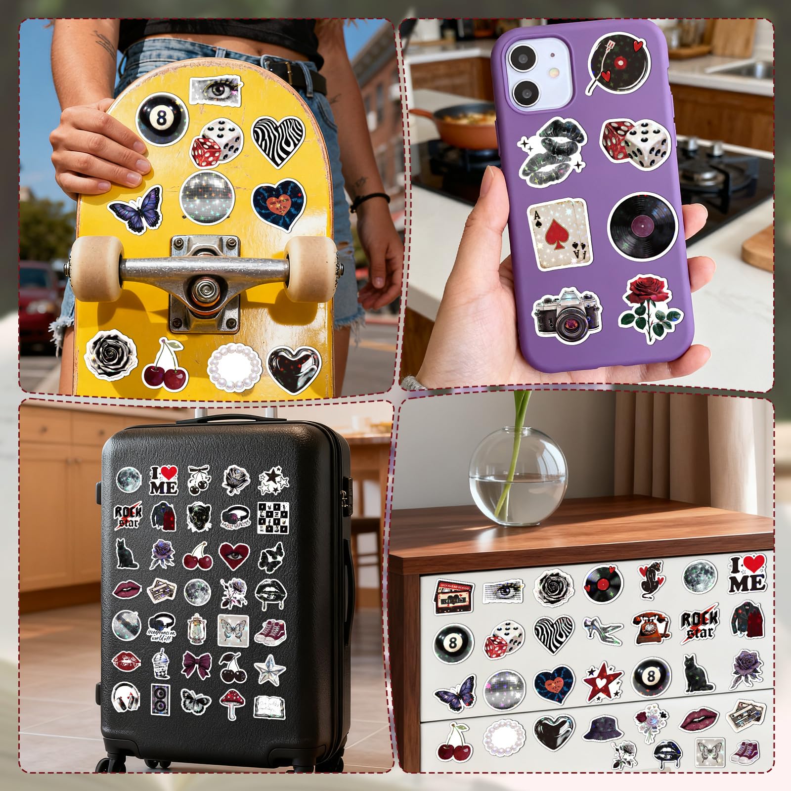 Y2k Aufkleber Scrapbook Stickers, 100 Stück Sticker Vinyl Aesthetic Wasserdichte, Coole Y2k-Aufkleber Für Wasserflasche Gepäck Skateboard Gitarre Laptop
