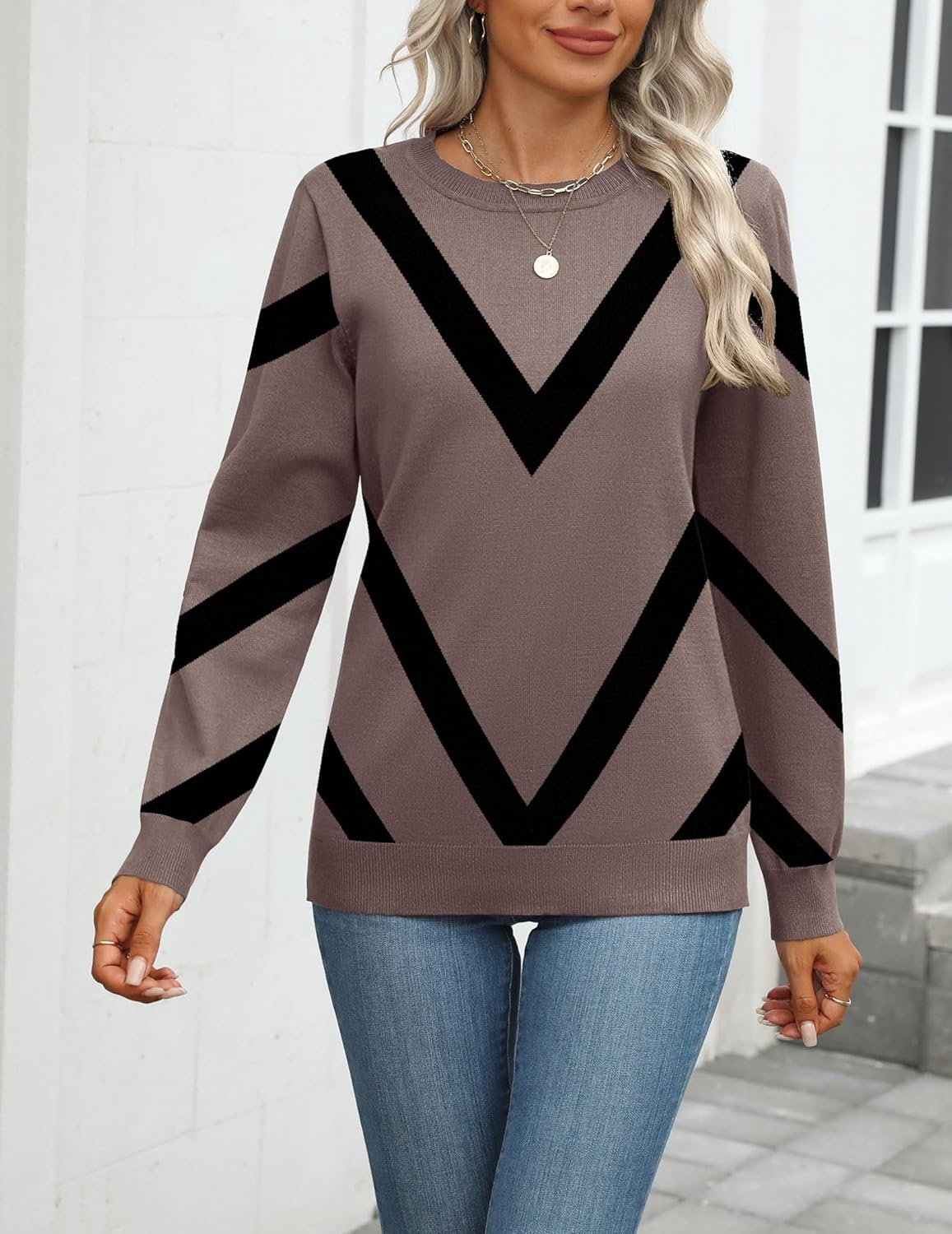 Zeagoo Womens 2026 Fall Sweaters Long Sleeve Tops Classic Crew Neck Pullover Sweaters Loose Dressy Casual Basic Clothes - Image 4