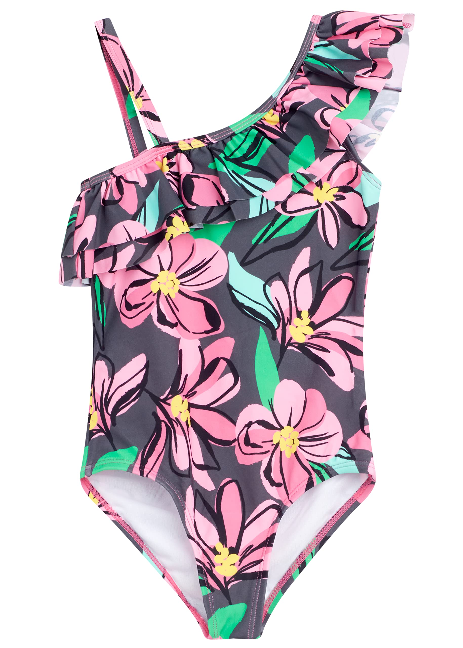 Kanu Surf Girls Morgan Floral Ruffle 1-Shoulder 1-Piece Swimsuit