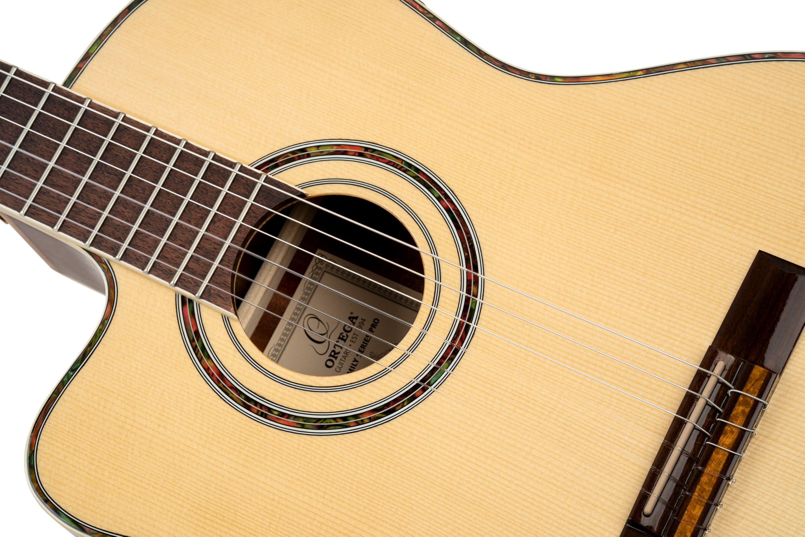 Ortega Guitars Family Series Pro - Guitarra de concierto para zurdos (electroacústica, abeto y caoba, incluye funda (RCE141NT-L)