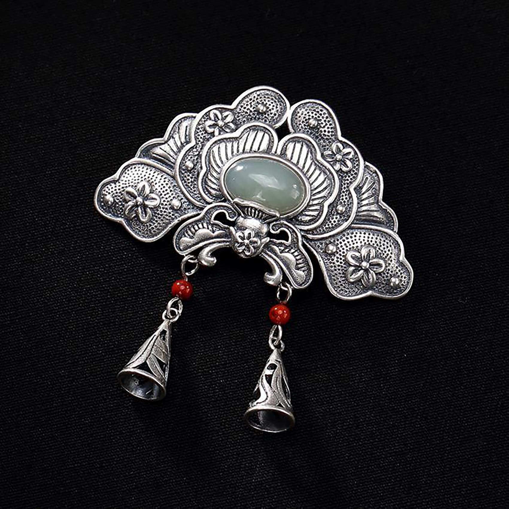Naszyjnik modlitewny, Feng Shui Amulet Piwonia Naszyjnik, Hetian Jade Kryształ Kwarcowy Talizman Dla Dobrobytu Pieniądze Powodzenia, 51x50x3mm 1szt