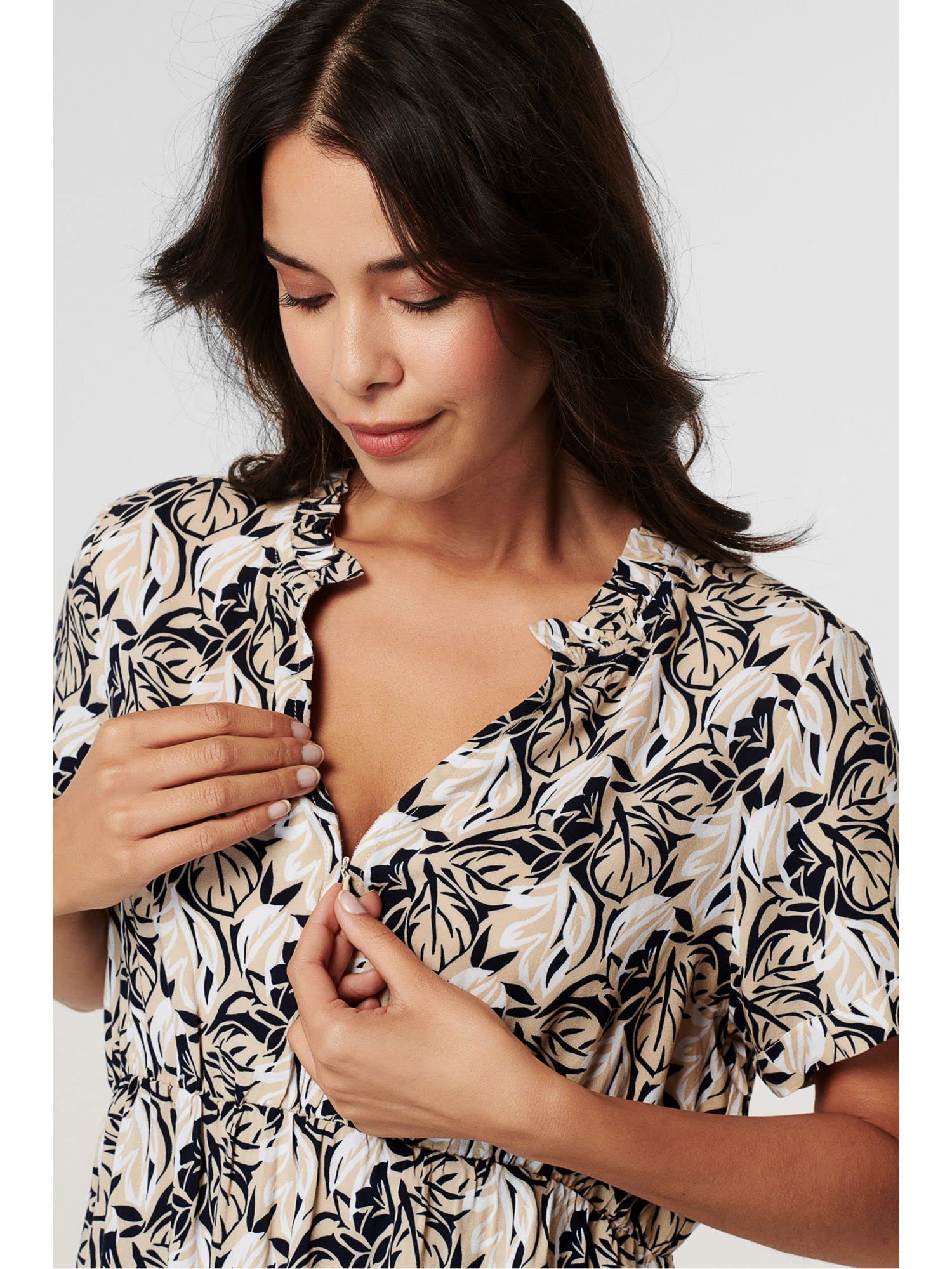 Esprit Maternity Bluzka Kobiety Blouse Nursing Short Sleeve Allover Print