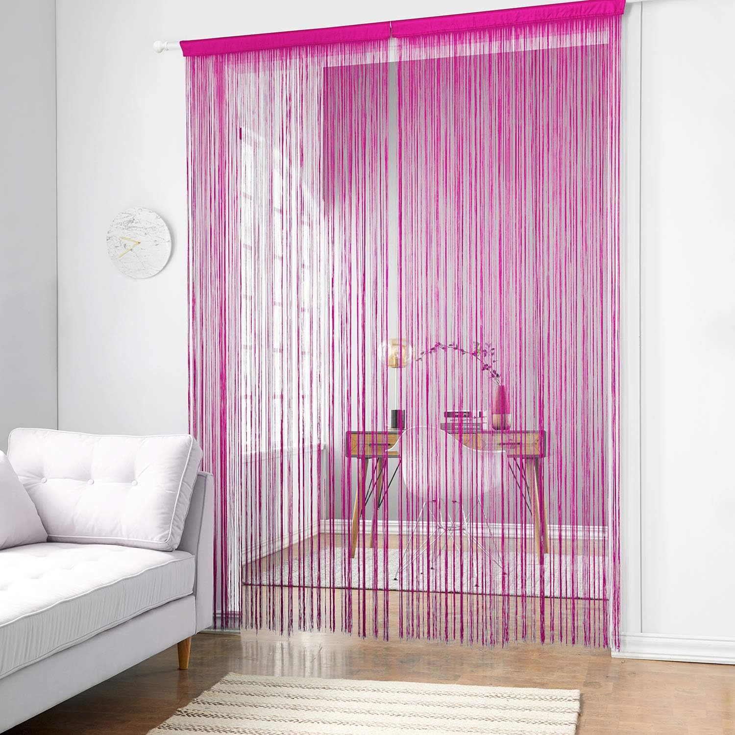 Taiyuhomes String Door Curtains Fly Screen Curtain For Window Decorations Living Room Doorways Crystal Plain Tassel (Rose, 90x200cm) - Image 5