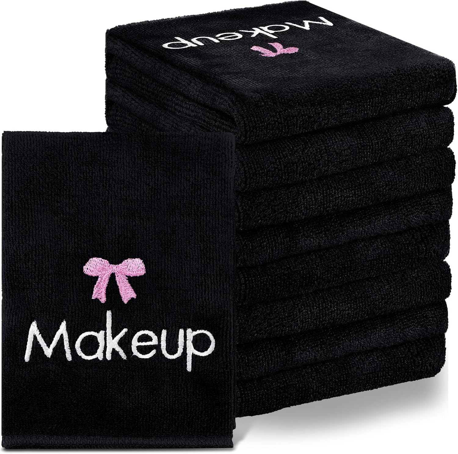 Shimeyao 50 Pack Makeup Towels Black Makeup Washcloths for Face Microfiber Remover Cloth 13x13 Inch Quick Dry Face Towels for Cleansing Hand