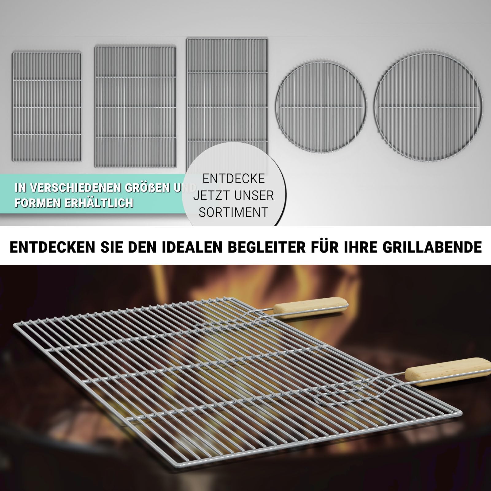 Griglia in acciaio inox HAGO 67x40 cm per barbecue a gas con maniglie