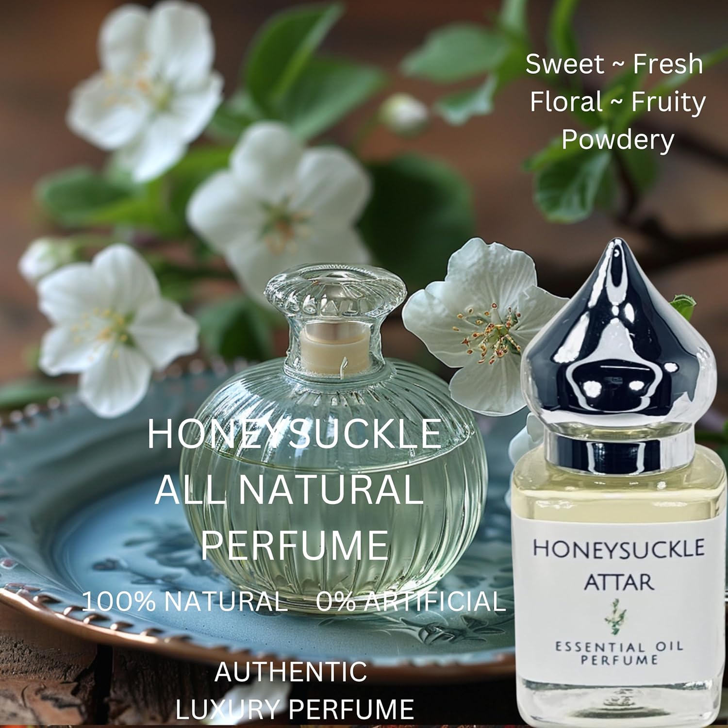 Honeysuckle Attar All Natural Essential Oil Perfume~8 ml~ All Natural, No Synthetics! Alcohol Free~Cruelty Free~Phthalate Free~ Gluten Fee