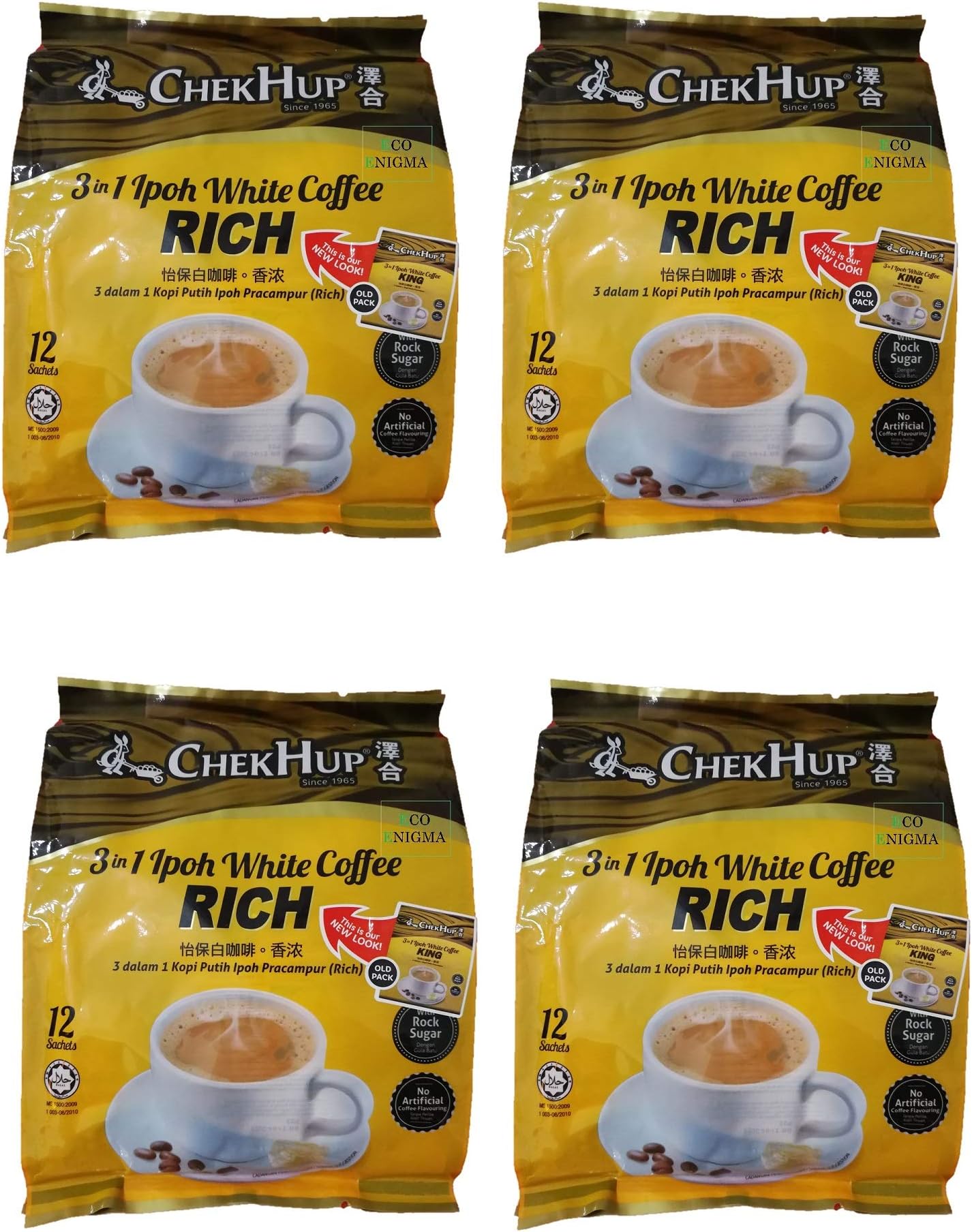 4 Pack Chek Hup 3 in 1 Ipoh White Coffee KING Imported from Malaysia (4x12 sachets)