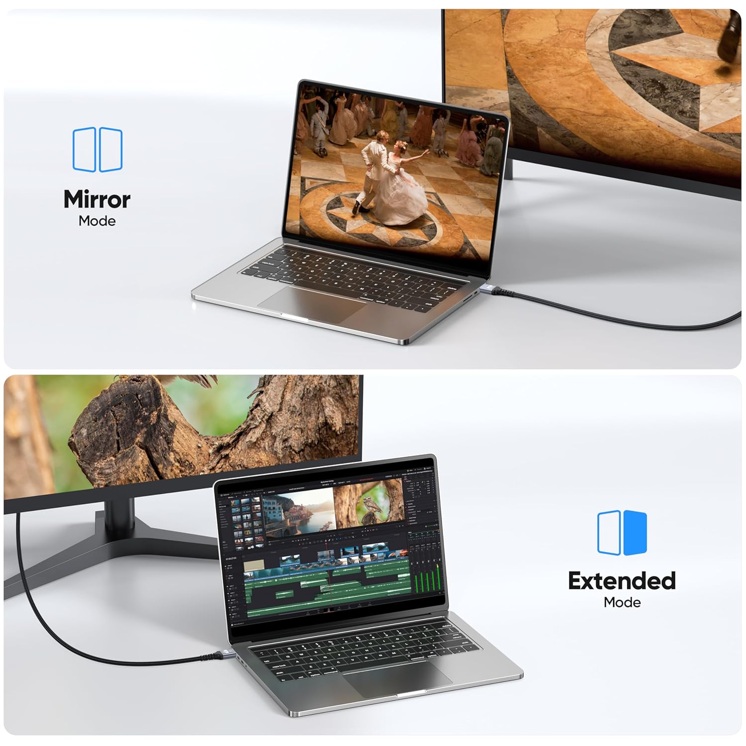 4K DisplayPort to HDMI Cable 10FT, 10-Pack, Support 4K@30Hz, 2K@60Hz, 1080p@120Hz, Nylon Braided DP to HDMI Uni-Directional Cord for Computer, Monitor, Graphics Card, HDTV, Projector