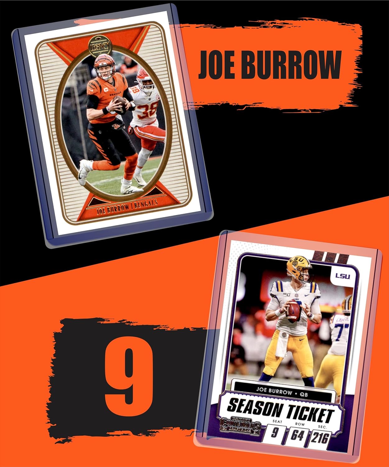 Joe Burrow (10) Assorted Football Cards Gift Pack - Cincinnati Bengals Trading Cards