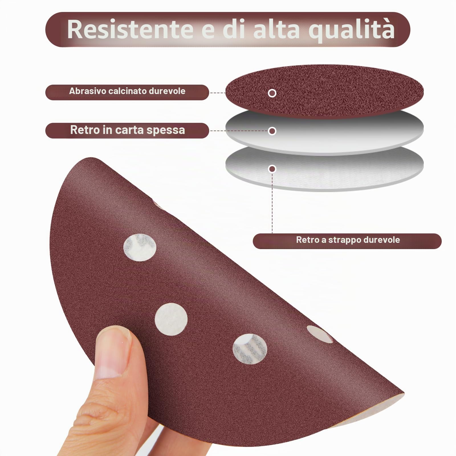 50 Pezzi Dischi Abrasivi 125mm, Carta Vetrata Disco Abrasivo Grana 60/120/240/400/800 8 fori per levigatrice orbitale