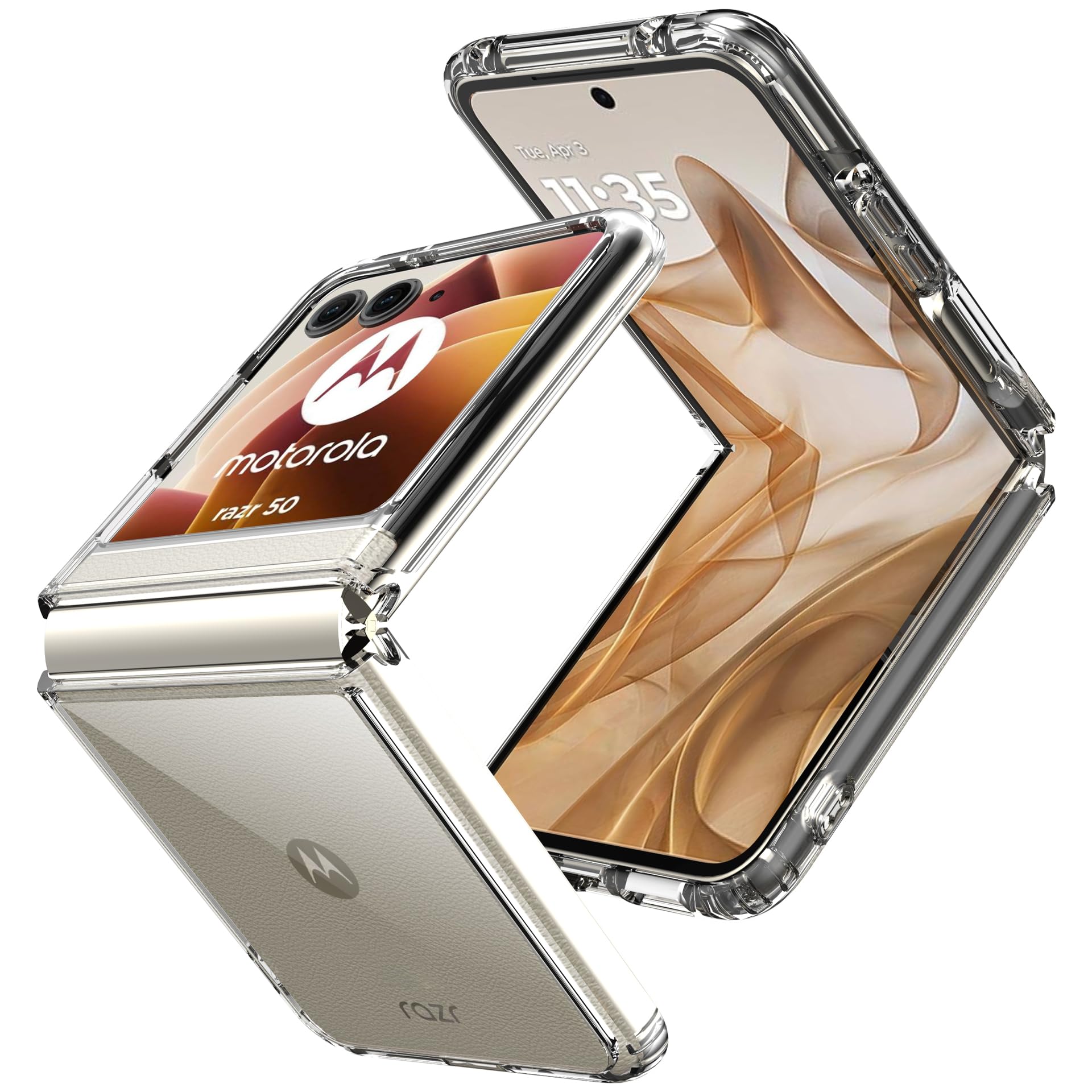 Case for Moto Razr 2024 / Razr 50 Clear Case,Shockproof Soft TPU Bumper and Hard PC Back Phone Case,Non-Yellowing,Anti-Scratch,Drop Protection,Slim Fit Cover Case for Moto Razr 50