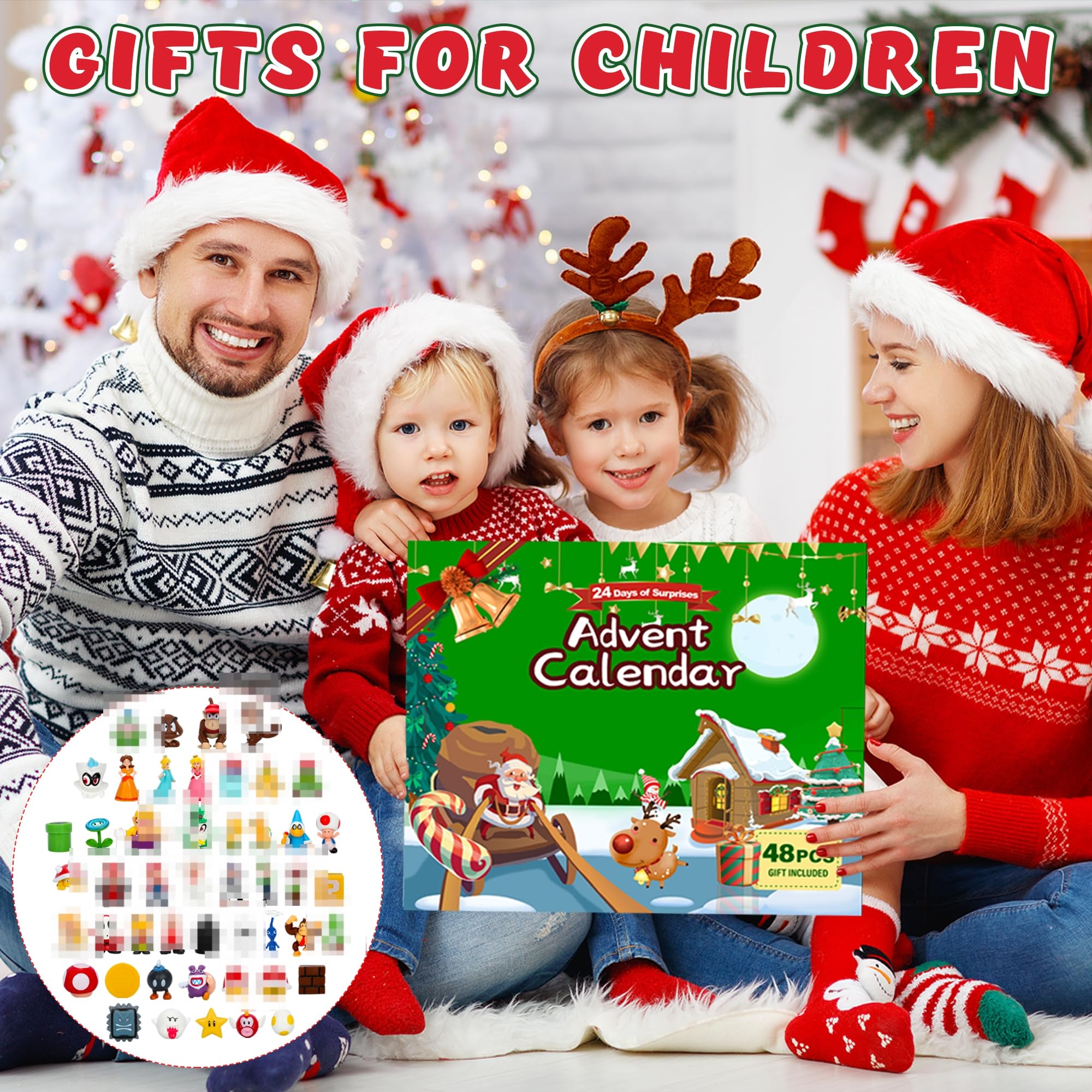 Calendrier de l'Avent 2026 à 48 pièces - Figurines d'action - Jouet - Calendrier de compte à rebours - Cadeau sûr - Ornements de vacances - Coffret cadeau pour enfants, collectionneurs, décorations de