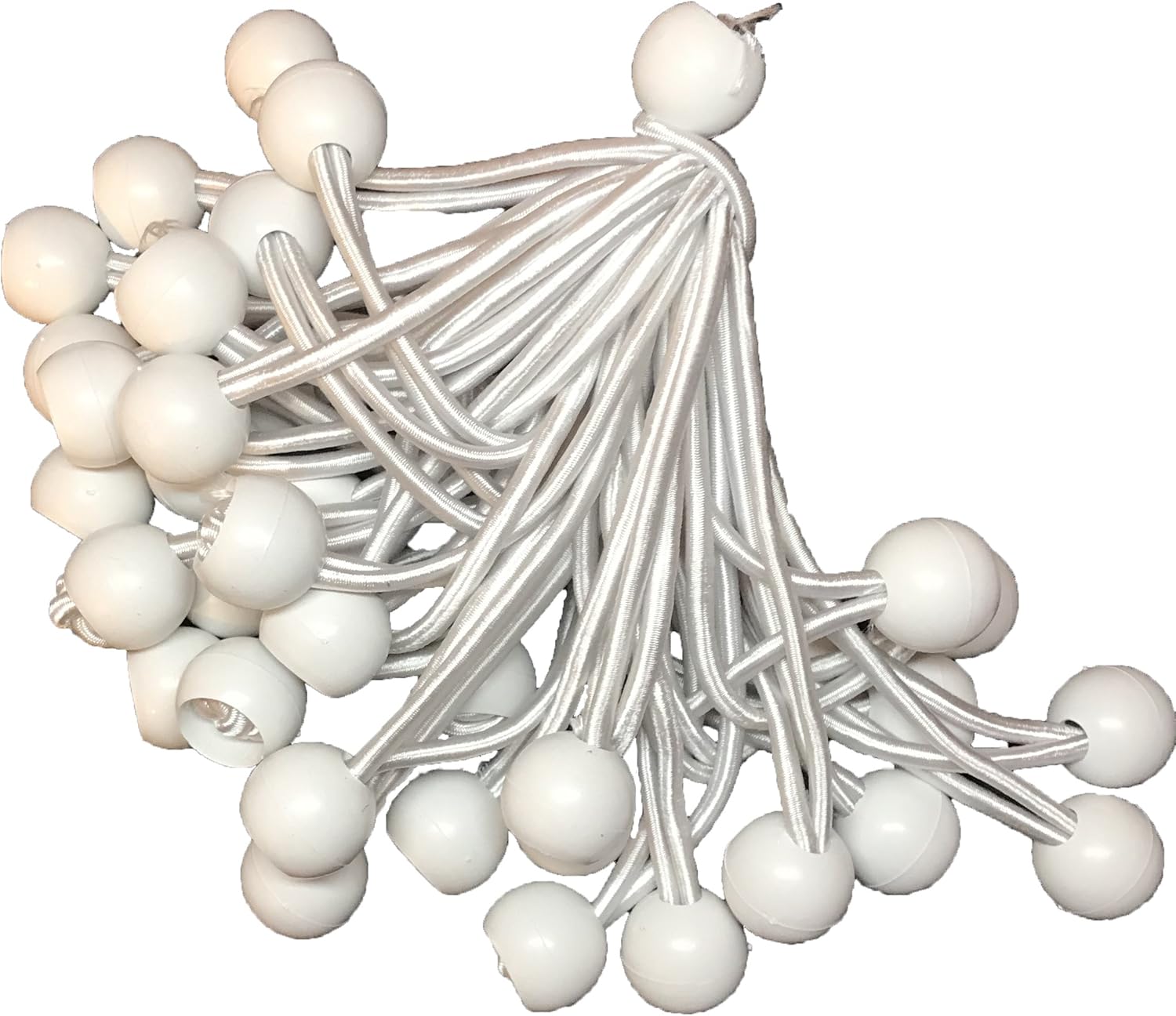 Caravan Domain Elastic Ball Strap 6" Bungee Cord with Balls Canopy Tarp Tie Carport Garage White Color 36-Pack