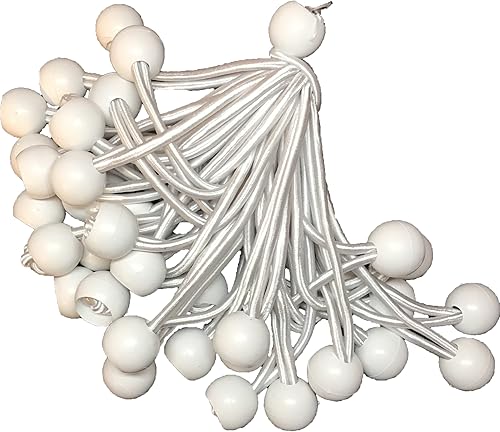 Caravan Domain - Correa elástica de bola de 6 pulgadas con bolas, toldo, lona, garaje, color blanco, paquete de 36 unidades