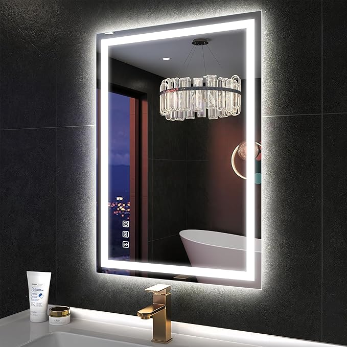 S'bagno 500 x 700mm LED Illuminated Bathroom Mirror, Backlit Light Wall ...