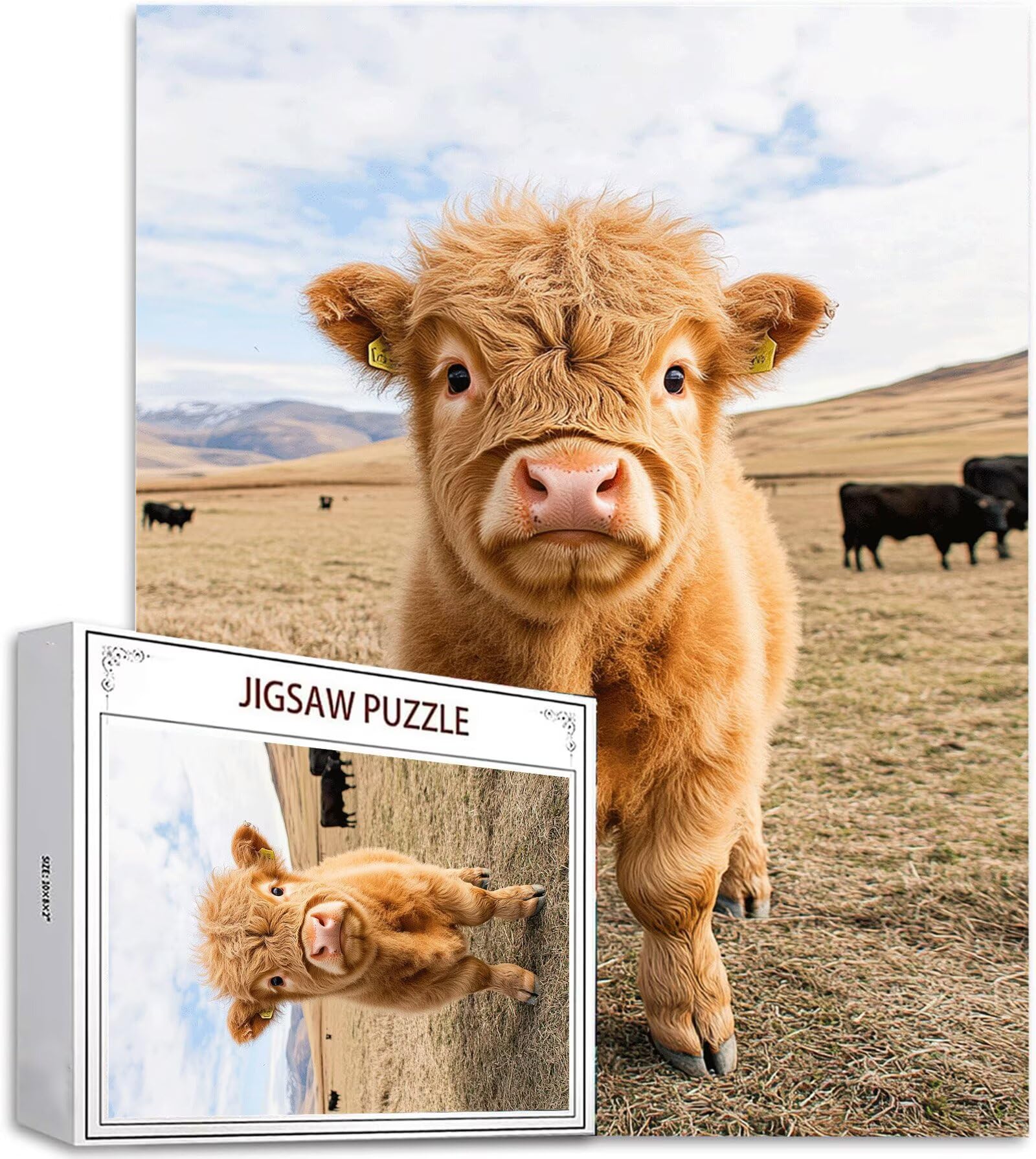 Puzzle 2000 Teile Wiese Puzzle Erwachsene, DIY Groß Puzzelmatten, Holzpuzzle für Erwachsene und Kinder ab 12 Jahren Wooden Jigsaw Hochlandrinder Geschicklichkeitsspiel für Die Ganze Familie, D-529