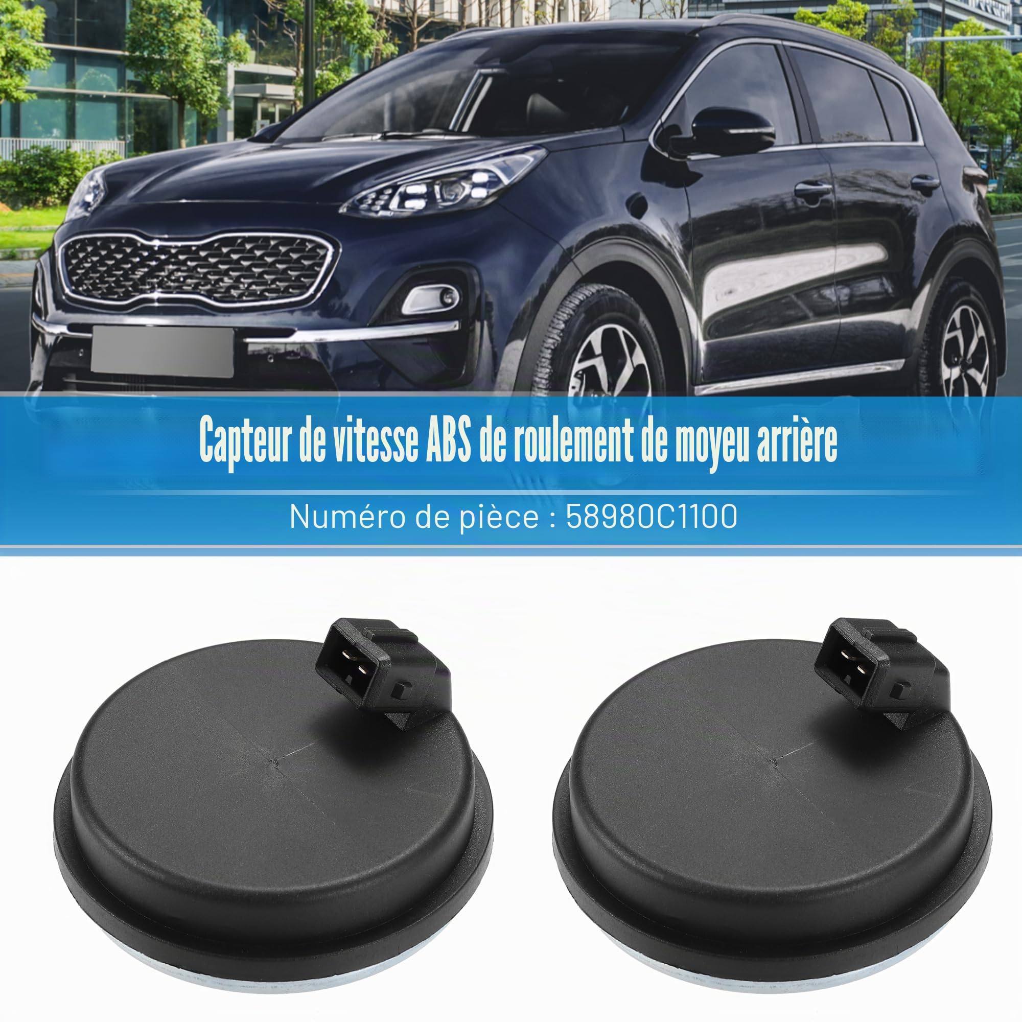 X AUTOHAUX Capteur de vitesse ABS à roulement de moyeu arrière pour Kia Sportage NO.58980-C1100