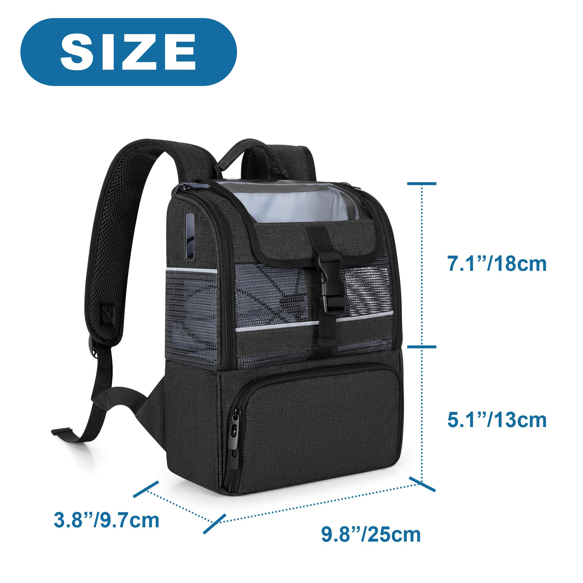 CURMIO Zaino per Ossigeno Portatile, Borsa da Viaggio per Concentratore di Ossigeno Compatibile con Rhythm Healthcare P2 P2-E6 P2-E7, Solo Borsa, Nera