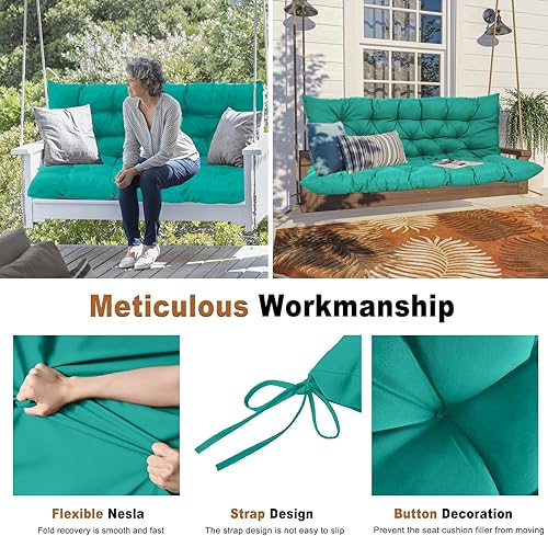 Miniatura 192 de Cojín de repuesto para columpio de 2-3 asientos, cojines de banco para exteriores con respaldo grueso de 4 pulgadas, muebles de patio, jardín, Flor