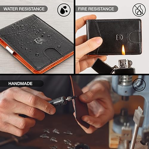 Miniatura 4 de KONACK Money Clip Wallet for Men Slim TOKYO RFID Blocking Real Leather Front Pocket Bifold Credit Card Holder Men's Wallet Gift Box